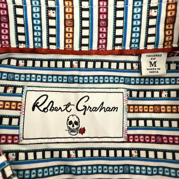Robert Graham Woven Button Front Long Sleeve Shirt Final Edit Movie Film Print M - Picture 5 of 10